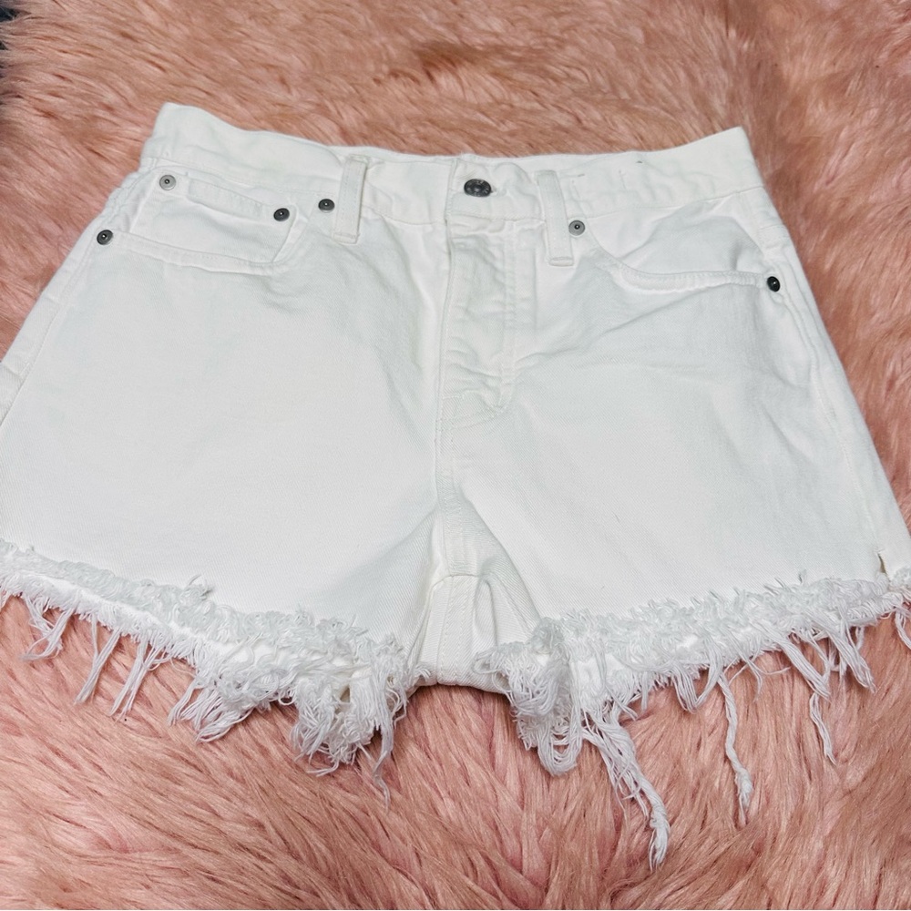 Madewell White Frayed Hem Jean Shorts